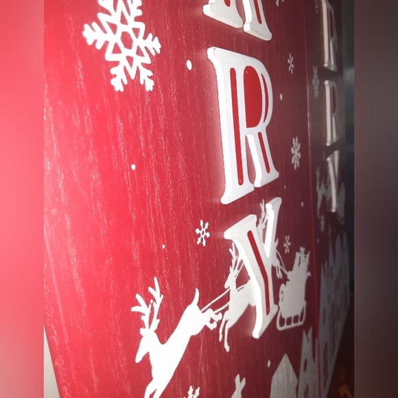 Christmas "Be Merry" Porch Leaner Sign 36" x 11" - Picture 5 of 10